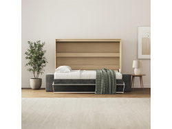 SMARTBett 140x200 Schrankbett Horizontal M2 (Tiefe 55cm) Kaiser Eiche inkl.SOFA