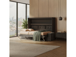 SMARTBett 140x200 Wall Bed Horizontal M2 (Depth 55cm) Anthrazit incl. SOFA