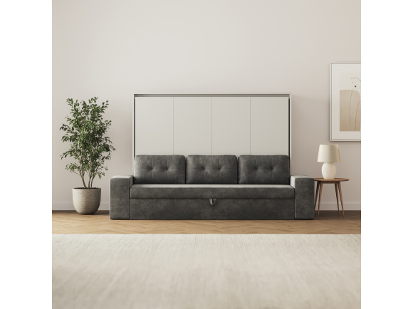 SMARTBett 140x200 Wall Bed Horizontal M2 (Depth 55cm) Pearl  Grey withl. SOFA Anthracite