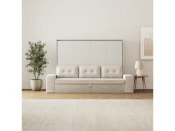 SMARTBett 140x200 Wall Bed Horizontal M2 (Depth 55cm) Pearl  Grey withl. SOFA Anthracite