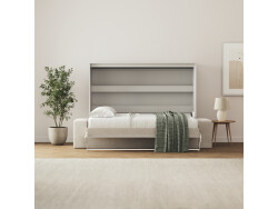 SMARTBett 140x200 Wall Bed Horizontal M2 (Depth 55cm) Pearl  Grey withl. SOFA Anthracite