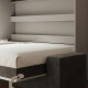 SMARTBett 140x200 Murphy  Bed Horizontal M2 (Depth 55cm) Pearl  Grey withl. SOFA Anthracite Armrests 11 cm