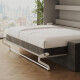 SMARTBett 140x200 Murphy  Bed Horizontal M2 (Depth 55cm) Pearl  Grey withl. SOFA Anthracite Armrests 11 cm