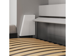 SMARTBett 140x200 Wall Bed Horizontal M2 (Depth 55cm) Pearl  Grey withl. SOFA Anthracite Armrests 26 cm