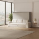 SMARTBett 140x200 Murphy Bed Horizontal M2 (Depth 55cm) Pearl  Grey withl. SOFA sand gray Armrests 11 cm
