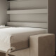 SMARTBett 140x200 Murphy Bed Horizontal M2 (Depth 55cm) Pearl  Grey withl. SOFA sand gray Armrests 11 cm
