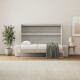 SMARTBett 140x200 Wall Bed Horizontal M2 (Depth 55cm) Pearl  Grey withl. SOFA sand gray Armrests 26 cm