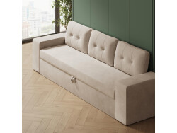 SMARTBett 140x200 Wall Bed Horizontal M2 (Depth 55cm) Roock Green withl. SOFA Sand Grey