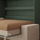 SMARTBett 140x200 Wall Bed Horizontal M2 (Depth 55cm) Roock Green withl. SOFA Sand Grey