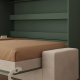SMARTBett 140x200 Wall Bed Horizontal M2 (Depth 55cm) Roock Green withl. SOFA