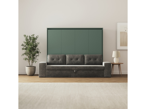 SMARTBett 160x200 Wall Bed Horizontal M2 (Depth 55cm) WHITE incl. SOFA