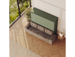 SMARTBett 160x200 Wall Bed Horizontal M2 (Depth 55cm) WHITE incl. SOFA