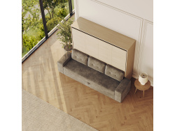 SMARTBett 160x200 Schrankbett Horizontal M2 (Tiefe 55cm) Kaiserbereg Eiche inkl.SOFA Anthrazit