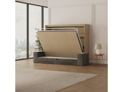 SMARTBett 160x200 Schrankbett Horizontal M2 (Tiefe 55cm) Kaiserbereg Eiche inkl.SOFA Anthrazit