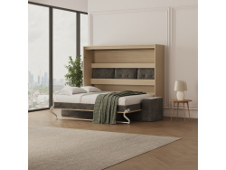 SMARTBett 160x200 Schrankbett Horizontal M2 (Tiefe 55cm) Kaiserbereg Eiche inkl.SOFA Anthrazit