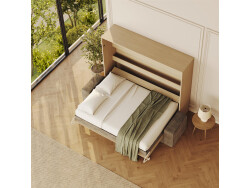 SMARTBett 160x200 Schrankbett Horizontal M2 (Tiefe 55cm) Kaiserbereg Eiche inkl.SOFA Anthrazit Armlehnen 11 cm