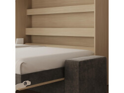 SMARTBett 160x200 Schrankbett Horizontal M2 (Tiefe 55cm) Kaiserbereg Eiche inkl.SOFA Anthrazit Armlehnen 11 cm