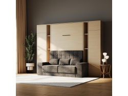 SMARTBett SET Schrankbett M1 160x200 inkl. Regale & Hochschränke und SOFA