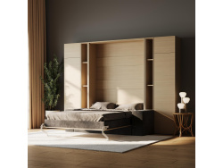 SMARTBett SET Schrankbett M1 160x200 inkl. Regale & Hochschränke und SOFA