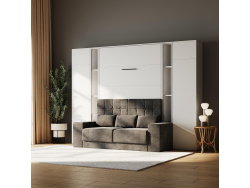 SMARTBett SET Schrankbett M1 160x200 inkl. Regale & Hochschränke und SOFA