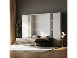 SMARTBett SET Schrankbett M1 160x200 inkl. Regale & Hochschränke und SOFA