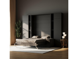 SMARTBett SET Schrankbett M1 180x200 inkl. Regale & Hochschränke und SOFA Anthrazit