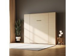 SMARTBett SET Murphy Bed M1 180x200 Kaiserberg Oak  incl. Shelves & Tall Cabinets with Sofa Anthracite