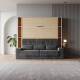 SMARTBett SET Murphy Bed M1 180x200 Kaiserberg Oak  incl. Shelves & Tall Cabinets with Sofa Anthracite