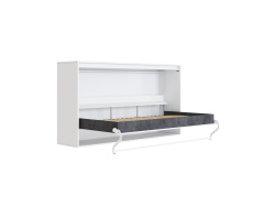 SMARTBett Schrankbett 100x200  Horizontal (M2 55cm Tiefe)  Weiss/Weiss Hochglanz