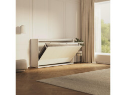 SMARTBett Schrankbett 100x200  Horizontal (M2 55cm Tiefe)  Weiss/Weiss Hochglanz