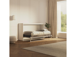 SMARTBett Schrankbett 100x200  Horizontal (M2 55cm Tiefe)  Weiss/Weiss Hochglanz