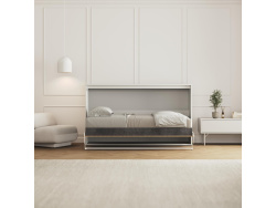 SMARTBett Schrankbett 100x200  Horizontal (M2 55cm Tiefe)  Weiss/Wildeiche