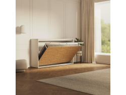 SMARTBett Schrankbett 100x200  Horizontal (M2 55cm Tiefe)  Weiss/Wildeiche