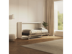 SMARTBett Schrankbett 100x200  Horizontal (M2 55cm Tiefe)  Weiss/Wildeiche