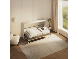 SMARTBett Schrankbett 100x200  Horizontal (M2 55cm Tiefe)  Weiss/Wildeiche