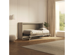 SMARTBett Schrankbett 100x200  Horizontal (M2 55cm Tiefe)  Perlgrau