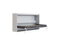 SMARTBett Schrankbett 100x200  Horizontal (M2 55cm Tiefe)  Perlgrau/Kaiserberg Eiche