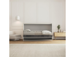 SMARTBett Schrankbett 100x200  Horizontal (M2 55cm Tiefe)  Perlgrau/Kaiserberg Eiche