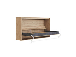SMARTBett Schrankbett 100x200  Horizontal (M2 55cm Tiefe)  Wildeiche/Weiss Hochglanz