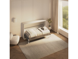 SMARTBett Schrankbett 100x200  Horizontal (M2 55cm Tiefe)  Weiss/WAVES Anthrazit