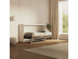 SMARTBett Schrankbett 100x200  Horizontal (M2 55cm Tiefe)  Weiss/WAVES Anthrazit