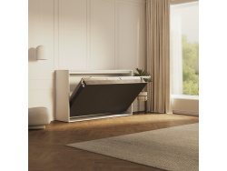 SMARTBett Schrankbett 100x200  Horizontal (M2 55cm Tiefe)  Weiss/WAVES Anthrazit