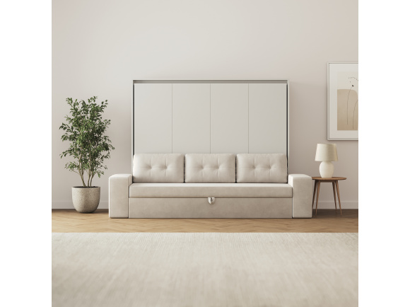 SMARTBett Murphy bed with sofa (M2 55cm depth) 160x200 Horizontal Pearl Gray