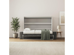 SMARTBett Murphy bed with sofa (M2 55cm depth) 160x200 Horizontal Pearl Gray