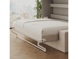 SMARTBett Schrankbett mit Sofa (M2 55cm Tiefe) 160x200 Horizontal Perlgrau Sandgrau Armlehnen 26 cm