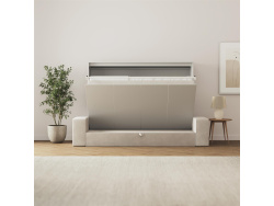 SMARTBett Schrankbett mit Sofa (M2 55cm Tiefe) 160x200 Horizontal Perlgrau Sandgrau Armlehnen 26 cm