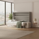 SMARTBett Schrankbett mit Sofa (M2 55cm Tiefe) 160x200 Horizontal Perlgrau Sandgrau Armlehnen 26 cm