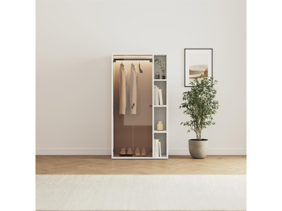 SMARTBett Wardrobe STA.2.0016 (M2 Series Depth 55cm) Height 168.2cm White/ with 2 glass doors