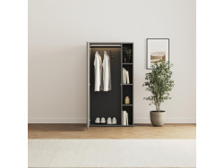 SMARTBett Schrank STA.2.0016 (Serie M2 Tiefe 55cm) Höhe 168,2cm Anthrazit/ Tür WAVES Anthrazit