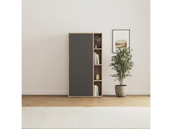 SMARTBett Wardrobe STA.2.0016 (M2 Series Depth 55cm) Height 168.2cm Wild oak/ Door WAVES anthracite
